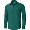 imageHISDERN Mens Casual Button Down Long Sleeve Shirt Wrinkle Free Striped Beach Textured Vacation Collared Clothing with PocketTeal