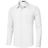 imageHISDERN Mens Casual Button Down Long Sleeve Shirt Wrinkle Free Striped Beach Textured Vacation Collared Clothing with PocketWhite