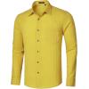 imageHISDERN Mens Casual Button Down Long Sleeve Shirt Wrinkle Free Striped Beach Textured Vacation Collared Clothing with PocketYellow