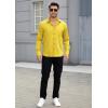 imageHISDERN Mens Casual Button Down Long Sleeve Shirt Wrinkle Free Striped Beach Textured Vacation Collared Clothing with PocketYellow