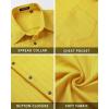 imageHISDERN Mens Casual Button Down Long Sleeve Shirt Wrinkle Free Striped Beach Textured Vacation Collared Clothing with PocketYellow