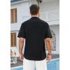 imageHISDERN Mens Cuban Guayabera Shirts Short Sleeve Casual Button Down Shirts for Men Regular Fit Summer Beach Linen Shirt SolidBlack