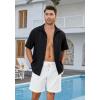 imageHISDERN Mens Cuban Guayabera Shirts Short Sleeve Casual Button Down Shirts for Men Regular Fit Summer Beach Linen Shirt SolidBlack