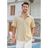 imageHISDERN Mens Cuban Guayabera Shirts Short Sleeve Casual Button Down Shirts for Men Regular Fit Summer Beach Linen Shirt SolidChampagne