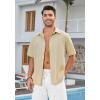 imageHISDERN Mens Cuban Guayabera Shirts Short Sleeve Casual Button Down Shirts for Men Regular Fit Summer Beach Linen Shirt SolidChampagne