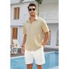 imageHISDERN Mens Cuban Guayabera Shirts Short Sleeve Casual Button Down Shirts for Men Regular Fit Summer Beach Linen Shirt SolidChampagne