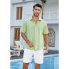 imageHISDERN Mens Cuban Guayabera Shirts Short Sleeve Casual Button Down Shirts for Men Regular Fit Summer Beach Linen Shirt SolidSage Green