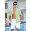 imageHISDERN Mens Cuban Guayabera Shirts Short Sleeve Casual Button Down Shirts for Men Regular Fit Summer Beach Linen Shirt SolidSage Green
