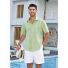 imageHISDERN Mens Cuban Guayabera Shirts Short Sleeve Casual Button Down Shirts for Men Regular Fit Summer Beach Linen Shirt SolidSage Green