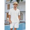 imageHISDERN Mens Cuban Guayabera Shirts Short Sleeve Casual Button Down Shirts for Men Regular Fit Summer Beach Linen Shirt SolidWhite