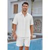 imageHISDERN Mens Cuban Guayabera Shirts Short Sleeve Casual Button Down Shirts for Men Regular Fit Summer Beach Linen Shirt SolidWhite