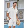 imageHISDERN Mens Cuban Guayabera Shirts Short Sleeve Casual Button Down Shirts for Men Regular Fit Summer Beach Linen Shirt SolidWhite