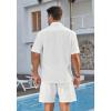 imageHISDERN Mens Cuban Guayabera Shirts Short Sleeve Casual Button Down Shirts for Men Regular Fit Summer Beach Linen Shirt SolidWhite