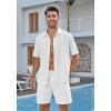 imageHISDERN Mens Cuban Guayabera Shirts Short Sleeve Casual Button Down Shirts for Men Regular Fit Summer Beach Linen Shirt SolidWhite