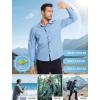 imageMens Fishing Shirts Long Sleeve UPF 50 Sun Protection Quick Dry Cooling Hiking Travel Button Down Shirt Roll Up SleeveAdenim Blue