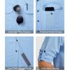 imageMens Fishing Shirts Long Sleeve UPF 50 Sun Protection Quick Dry Cooling Hiking Travel Button Down Shirt Roll Up SleeveAdenim Blue