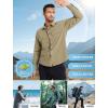 imageMens Fishing Shirts Long Sleeve UPF 50 Sun Protection Quick Dry Cooling Hiking Travel Button Down Shirt Roll Up SleeveAkhaki