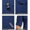imageMens Fishing Shirts Long Sleeve UPF 50 Sun Protection Quick Dry Cooling Hiking Travel Button Down Shirt Roll Up SleeveAnavy