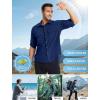imageMens Fishing Shirts Long Sleeve UPF 50 Sun Protection Quick Dry Cooling Hiking Travel Button Down Shirt Roll Up SleeveAnavy