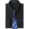 imageHISDERN Mens Dress Shirt Long Sleeve Matching Tie and Pocket Square Set Classic Button Down Formal Business ShirtsAblack  Plaid