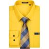 imageHISDERN Mens Dress Shirt Long Sleeve Matching Tie and Pocket Square Set Classic Button Down Formal Business ShirtsGyellow  Plaid