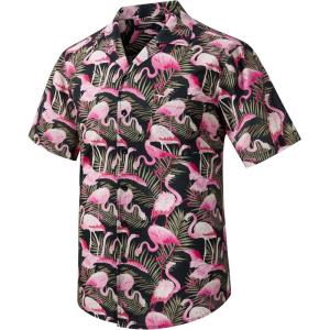 imageMens Hawaiian Shirts Short Sleeve Button Down Tropical Beach Shirt 100 Cotton Summer Casual Vacation Floral Aloha ShirtA11