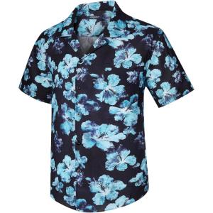 imageMens Hawaiian Shirts Short Sleeve Button Down Tropical Beach Shirt 100 Cotton Summer Casual Vacation Floral Aloha ShirtB41