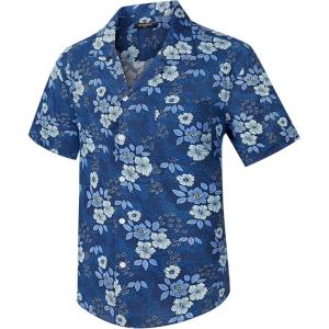 imageMens Hawaiian Shirts Short Sleeve Button Down Tropical Beach Shirt 100 Cotton Summer Casual Vacation Floral Aloha ShirtB51
