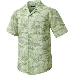imageMens Hawaiian Shirts Short Sleeve Button Down Tropical Beach Shirt 100 Cotton Summer Casual Vacation Floral Aloha ShirtG21