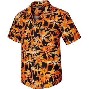 imageMens Hawaiian Shirts Short Sleeve Button Down Tropical Beach Shirt 100 Cotton Summer Casual Vacation Floral Aloha ShirtY11