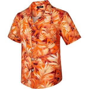 imageMens Hawaiian Shirts Short Sleeve Button Down Tropical Beach Shirt 100 Cotton Summer Casual Vacation Floral Aloha ShirtY31