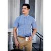 imageHISDERN Plaid Shirts for Men Short Sleeve Button Down Shirt Casual Formal Business Gingham Shirts with Pocket Regular FitBlue  Black
