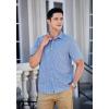 imageHISDERN Plaid Shirts for Men Short Sleeve Button Down Shirt Casual Formal Business Gingham Shirts with Pocket Regular FitBlue  Black