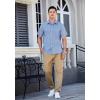imageHISDERN Plaid Shirts for Men Short Sleeve Button Down Shirt Casual Formal Business Gingham Shirts with Pocket Regular FitBlue  Black