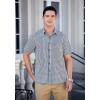 imageHISDERN Plaid Shirts for Men Short Sleeve Button Down Shirt Casual Formal Business Gingham Shirts with Pocket Regular FitBlue  White