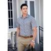 imageHISDERN Plaid Shirts for Men Short Sleeve Button Down Shirt Casual Formal Business Gingham Shirts with Pocket Regular FitBlue  White