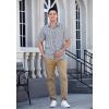 imageHISDERN Plaid Shirts for Men Short Sleeve Button Down Shirt Casual Formal Business Gingham Shirts with Pocket Regular FitBlue  White