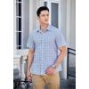imageHISDERN Plaid Shirts for Men Short Sleeve Button Down Shirt Casual Formal Business Gingham Shirts with Pocket Regular FitBlue
