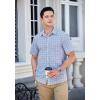 imageHISDERN Plaid Shirts for Men Short Sleeve Button Down Shirt Casual Formal Business Gingham Shirts with Pocket Regular FitBlue