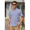 imageHISDERN Plaid Shirts for Men Short Sleeve Button Down Shirt Casual Formal Business Gingham Shirts with Pocket Regular FitBlue2