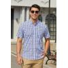 imageHISDERN Plaid Shirts for Men Short Sleeve Button Down Shirt Casual Formal Business Gingham Shirts with Pocket Regular FitBlue2