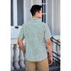 imageHISDERN Plaid Shirts for Men Short Sleeve Button Down Shirt Casual Formal Business Gingham Shirts with Pocket Regular FitGreen  White