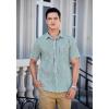 imageHISDERN Plaid Shirts for Men Short Sleeve Button Down Shirt Casual Formal Business Gingham Shirts with Pocket Regular FitGreen  White