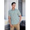 imageHISDERN Plaid Shirts for Men Short Sleeve Button Down Shirt Casual Formal Business Gingham Shirts with Pocket Regular FitGreen  White