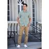 imageHISDERN Plaid Shirts for Men Short Sleeve Button Down Shirt Casual Formal Business Gingham Shirts with Pocket Regular FitGreen  White