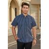 imageHISDERN Plaid Shirts for Men Short Sleeve Button Down Shirt Casual Formal Business Gingham Shirts with Pocket Regular FitNavy Blue  Striped