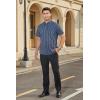imageHISDERN Plaid Shirts for Men Short Sleeve Button Down Shirt Casual Formal Business Gingham Shirts with Pocket Regular FitNavy Blue  Striped