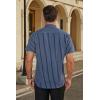imageHISDERN Plaid Shirts for Men Short Sleeve Button Down Shirt Casual Formal Business Gingham Shirts with Pocket Regular FitNavy Blue  Striped