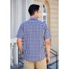 imageHISDERN Plaid Shirts for Men Short Sleeve Button Down Shirt Casual Formal Business Gingham Shirts with Pocket Regular FitNavy Blue  White