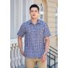 imageHISDERN Plaid Shirts for Men Short Sleeve Button Down Shirt Casual Formal Business Gingham Shirts with Pocket Regular FitNavy Blue  White